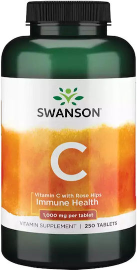 Swanson Vitamin C With Rose Hips Vitamin for Immune System Boost, the Skin & Antioxidant Action 1000mg 250 Tablets
