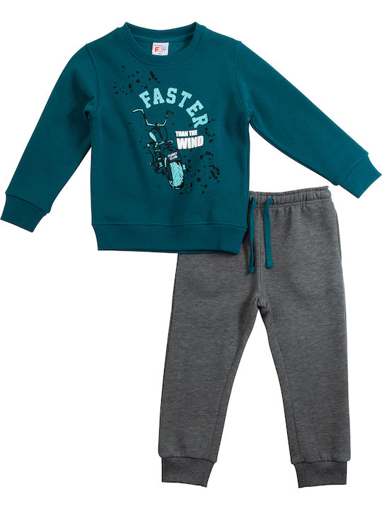 Funky Kids Sweatpants Set Petrol Blue 2pcs