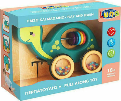 Luna Slide Toy Τροχήλατο Χελώνα made of Wood for 18++ Months