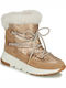 Geox Anatomic Leather Medium Heel Snow Boots with Laces & Fur Beige