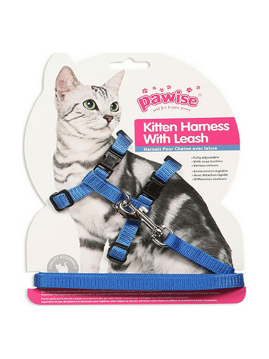 Pawise Katzenleine mit Anleitung Geschirr M mit Leine 19-32/ 27-47cm Blau Blau 28003