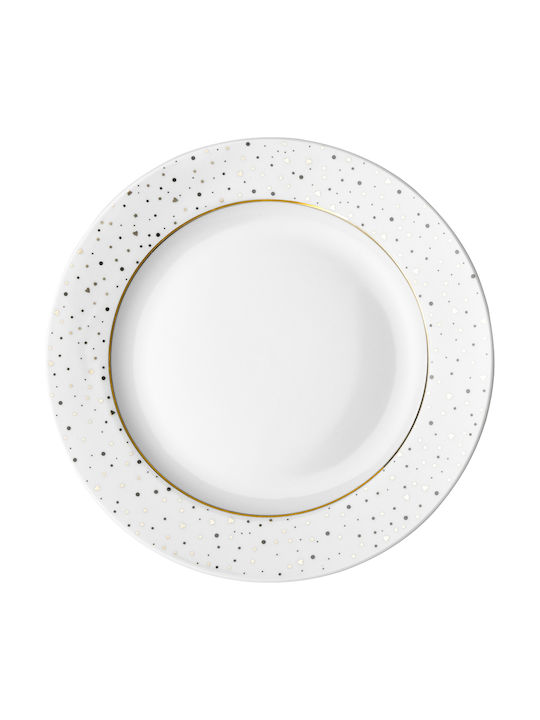 Dutch Rose Sparkling Plate Desert made of Porcelain White with Diameter 21cm