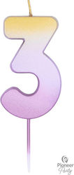 Lion Balloons Geburtstagskerze Nummer "3" in Rosa Farbe 015853