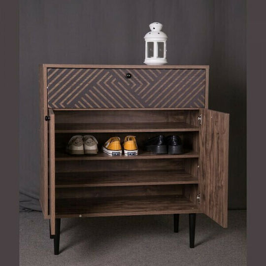2228 Wooden Shoe Organizer with 4 Shelves Oak - Black 78x37x89cm