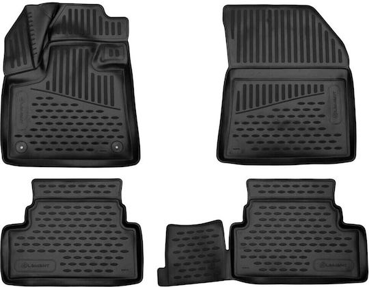 Novline Set of Front and Rear Mats 4pcs Tray Type for Opel Grandland X 2017+ Black