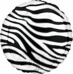 Μπαλόνι Foil Στρογγυλό Zebra Print Animalz Λευκό 46εκ.