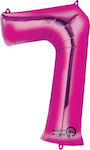 Balloon Foil Jumbo Number 7 Pink 86cm Fuchsia