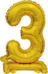 Μπαλόνι Μίνι με βάση Νούμερο 3 Χρυσό