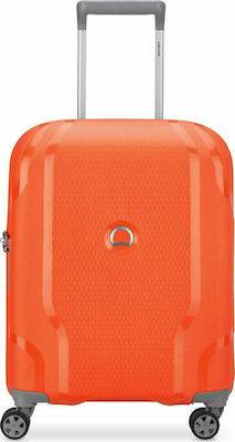 Delsey Clavel Cabin Travel Suitcase Hard Orange with 4 Wheels Height 55cm