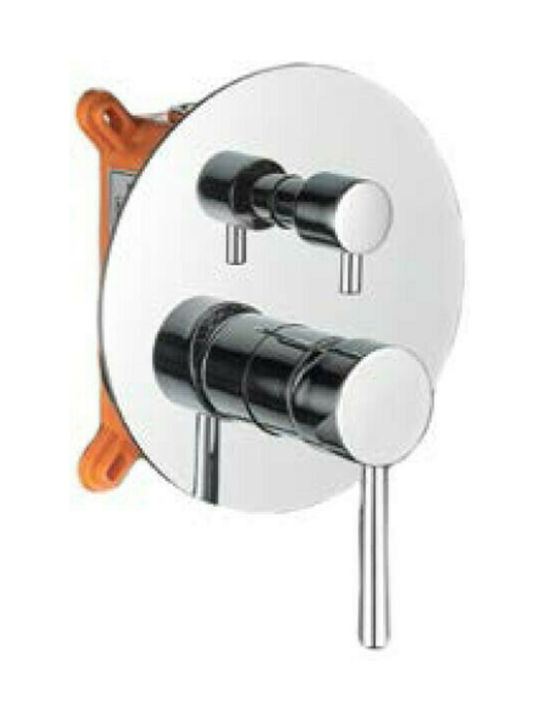 Interflex Pure Built-In Mixer for Shower with 2 Exits Silver