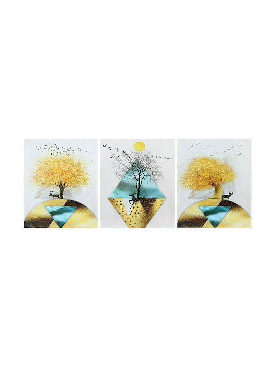 Keskor Τρίπτυχος Πίνακας σε Καμβά 150x60cm