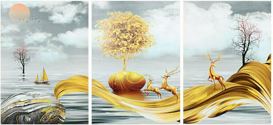 Keskor Τρίπτυχος Πίνακας σε Καμβά 150x70cm