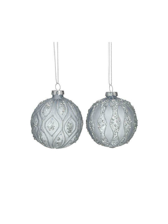 Hängendes Kugel Ornament Ornament Glas Gray 8cm Set 6Stück
