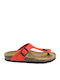 Leather Women's Flat Sandals in Red Color