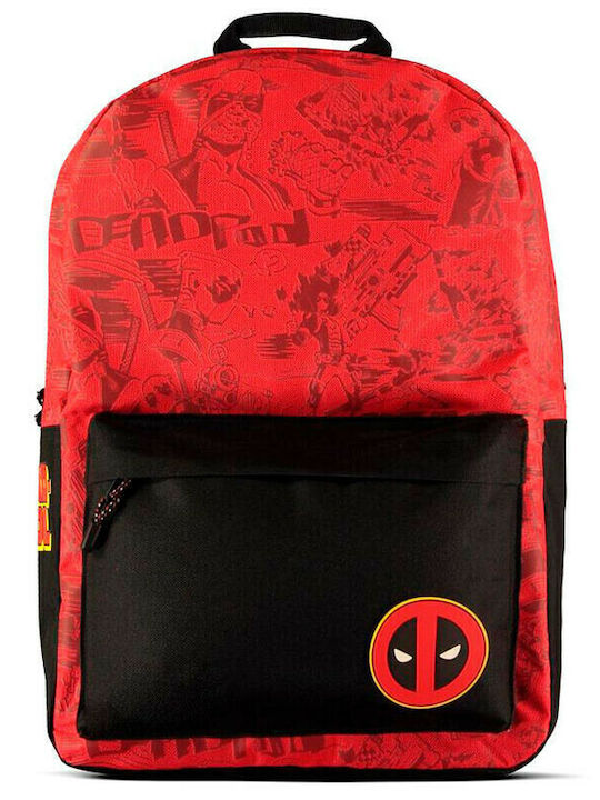 Difuzed Marvel Deadpool Graffiti School Backpack for Junior High and High School Red