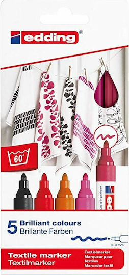 Edding 4500 Markers Set for Fabric Warm 2-3mm 5pcs
