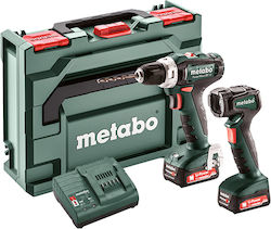 Metabo PowerMaxx BS 12 με Φακό PowerMaxx ULA 12 LED Drill Driver Battery 12V 2x2Ah 601036900