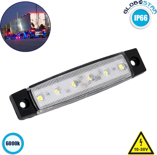 GloboStar Πλευρικό Φώς Όγκου Φορτηγών 10-30V - Λευκό 79900
