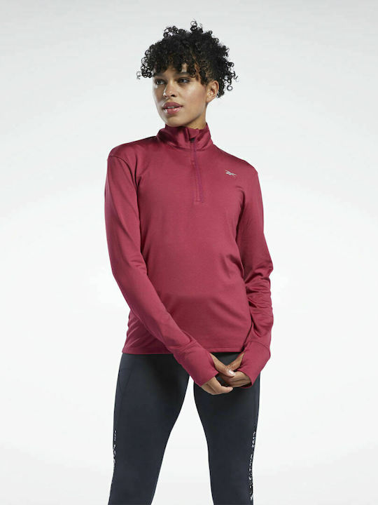 Reebok Running Essentials Women's Athletic Blouse Long Sleeve with Zipper Punch Berry