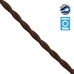 GloboStar Υφασμάτινο Καλώδιο 2x0.75mm² Πλεκτό σε Καφέ Χρώμα 1m Διαμέτρου 6mm 77626