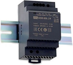 Mean Well Τροφοδοτικό Ράγας 24V 2.5A Ισχύος 60W DDR60G-24