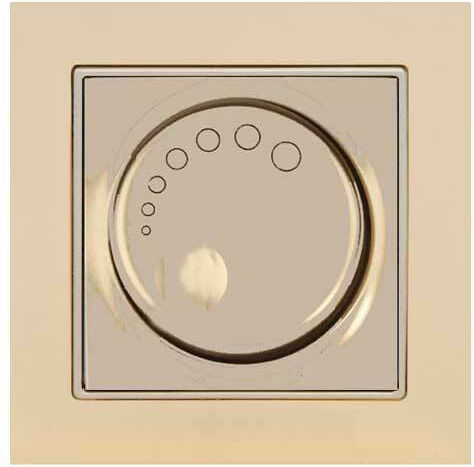 Mutlusan Elitra Plus Χωνευτός Διακόπτης Dimmer με Πλαίσιο Κλασικός Περιστροφικός 600W σε Μπεζ Χρώμα