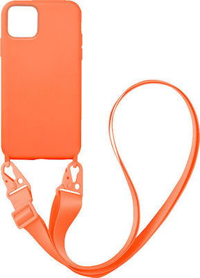 Sonique Carryhang Liquid Strap Back Cover Σιλικόνης με Λουράκι Πορτοκαλί (iPhone 12 / 12 Pro)