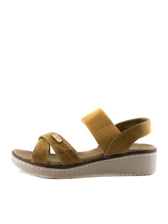 12064 Women's Ankle Strap Platforms Tabac Brown