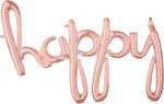 Μπαλόνι Foil "Happy" Ροζ Χρυσό 99x68cm