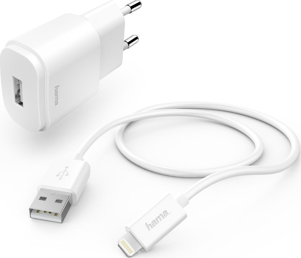 HAMA Φορτιστής με Θύρα USBA και Καλώδιο Lightning 5W Λευκός (00133756