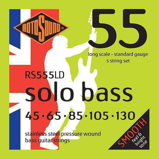 Rotosound RS555LD Solo Bass Long Scale Set Corzi Pentru Bas Oțel Inoxidabil 45 - 130