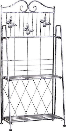 Outsunny Folding Planter Levels Pot Stand Metal Gray 44cmx25cmx96cmcm.