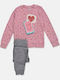 Trax Set Top & Bottom Kids Winter Pyjamas Pink