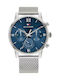Tommy Hilfiger Sullivan Ανδρικό Ρολόι 44mm Χρονογράφος Μπαταρίας με Ασημί Ατσάλινο Μπρασελέ
