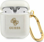 Guess 4G Glitter Husă Silicon cu cârlig în culoarea Transparent pentru Apple AirPods 1 / AirPods 2