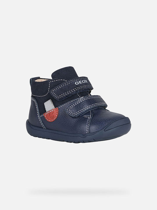 B Macchia Anatomisch Lederne Kinderstiefeletten mit Klettverschluss Blau