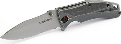 Swiss Tech Aluminum Serrated Pocket Knife Silver with Blade made of Stainless Steel