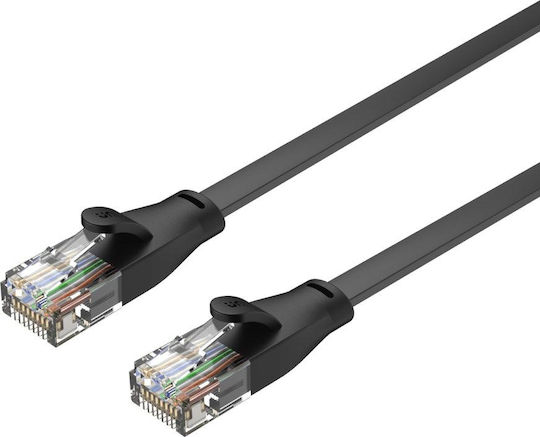 Unitek Flat U/UTP Cat.6 (Gigabit) Καλώδιο Δικτύου Ethernet 1m Μαύρο