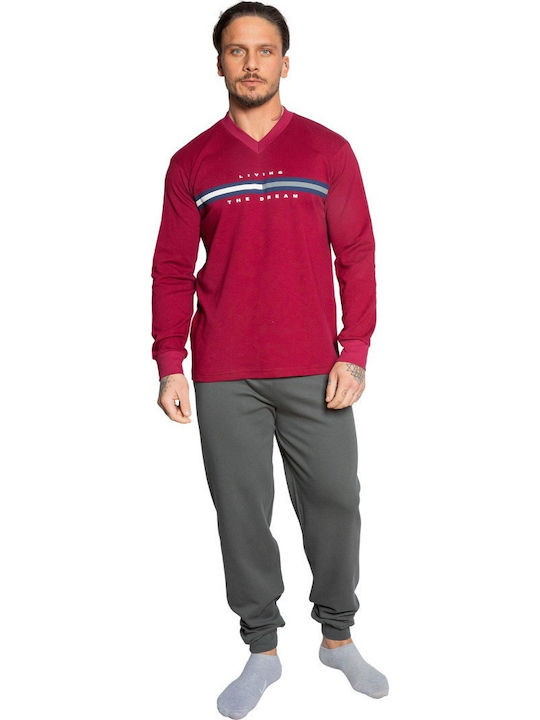 Nina Club -21 Men's Winter Pajamas Set Burgundy