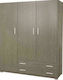 3 Three Door Wardrobe with 2 Drawers in Ash Color 110x50x180cm