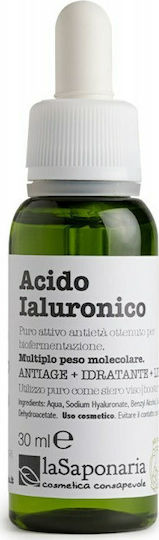 La Saponaria Pure Actives Acid Ενυδατικό & Αντιγηραντικό Serum Προσώπου με Υαλουρονικό Οξύ για Σύσφιξη 30ml