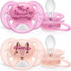 Philips Orthodontic Pacifiers Silicone Deer Pink - Orange with Case for 6-18 months 2pcs