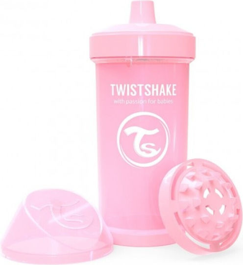Twistshake Εκπαιδευτικό Μπιμπερό Kid Cup 18m+ Pastel Pink 360ml