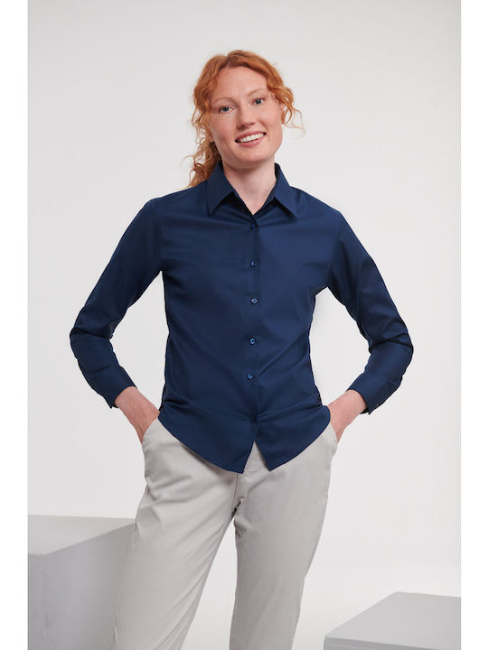 Women's Monochrome Long Sleeve Shirt Navy Blue