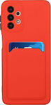 Silicone Back Cover with Credit Card Holder Red (Galaxy S21 Ultra 5G)