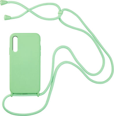 Sonique Carryhang Back Cover Silicone 0.5mm with Strap Light Green (Galaxy A70)