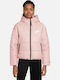 Nike Sportswear Therma Fit Repel Κοντό Γυναικείο Puffer Μπουφάν για Χειμώνα Ροζ