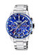 Festina Men's Watch 45mm Chronograph Battery with Silver Metal Bracelet