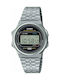 Casio Vintage Round Digital Watch Battery with Silver Metal Bracelet