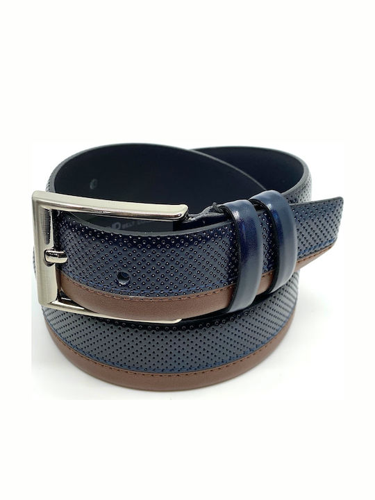 Men's Belt from Artificial Leather Blue / Taba
